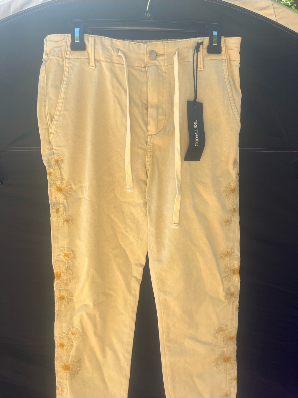 DRIFTWOOD Cream Embroidered Boyfriend Jeans